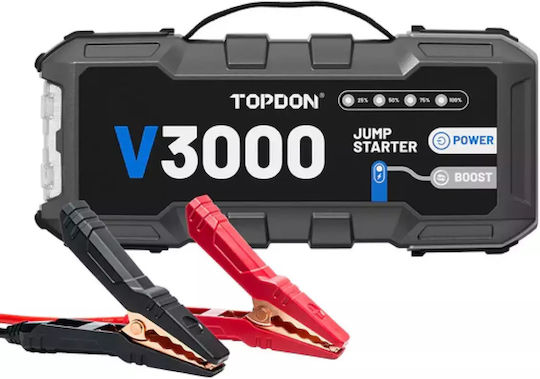 Topdon V3000 Portable Car Battery Jump Starter 24000mAh with Φακό 12V