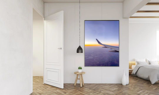 Painting Airplane Wing Over Sunrise Horizon Wing Airplane Over Sunrise Horizon 70x100