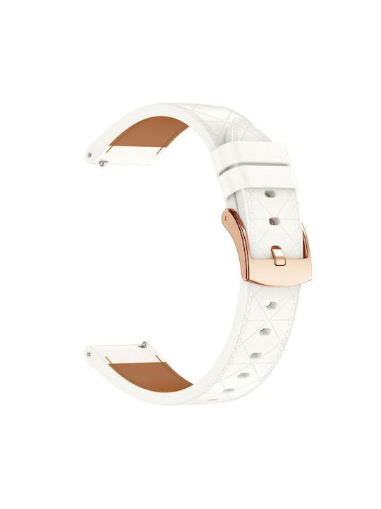 Curea Din Piele Model Square Cataramă Rose Gold Garmin Vivoactive 5 Alb