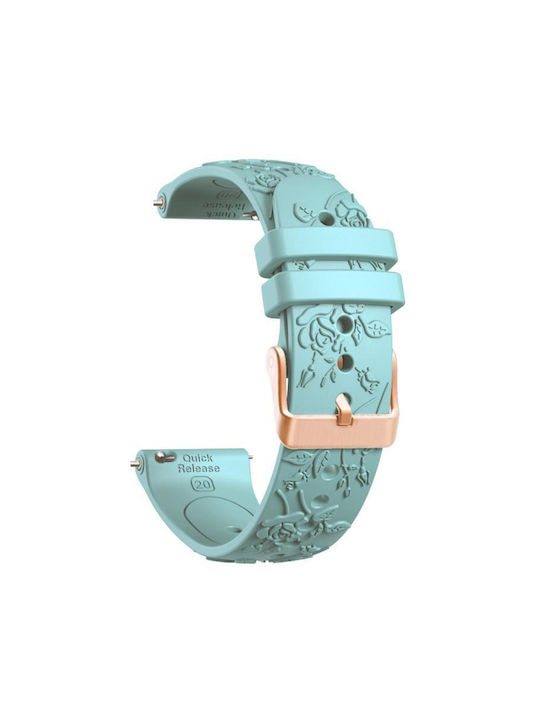 Tragbare Bänder Silikon Embossed Flowers Muster Rose Gold Verschluss Garmin Vivoactive 5 Hellblau