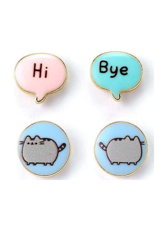 Carat Shop Pusheen Cat "Hi Bye" Позлатени Обици Тип Карфоти Подредба #ptces103