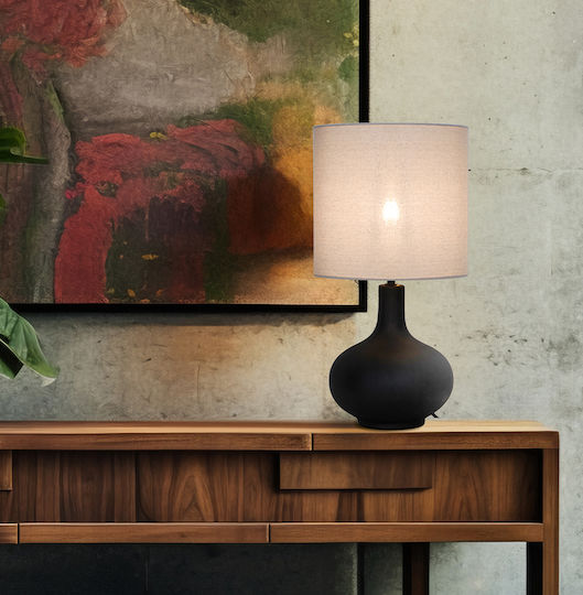 Viokef Ceramic Table Lamp for E27 Socket with Black Shade and Base
