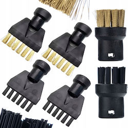 Set 6 Bürsten Karcher Dampfreiniger Sc1–sc5 2 Runde + 4 Flache Messing Synthetische Borsten Bajonett Fliesen Ofen Grill
