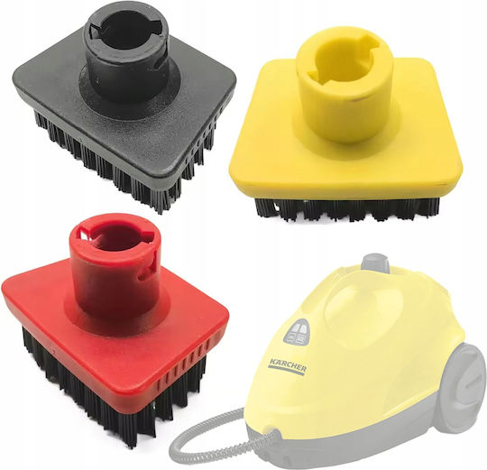 Set 3 Quadratische Bürsten Karcher SC1–SC5 Schwarze Borsten Bunte Spitzen Fugenanschlüsse Fliesen Ersatz