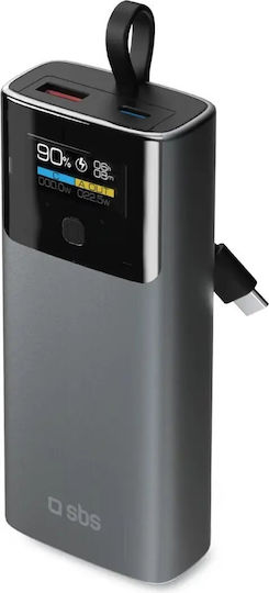 SBS Power Bank 10000mAh 20W cu Port USB-A și Port USB-C Livrarea energiei Gri