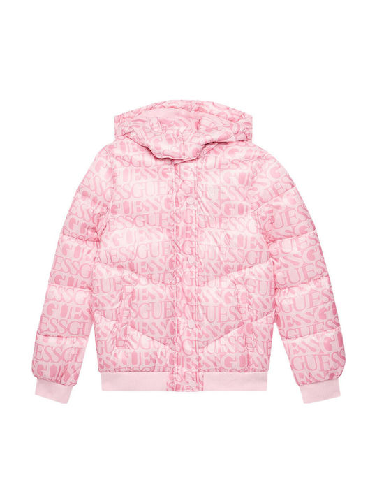 Guess Kinder Freizeitjacke Kurz mit Kapuze Fuchsia