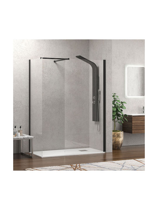 Karag Walkin 2 Fixed Side for Shower 60x200cm Clear Glass Black