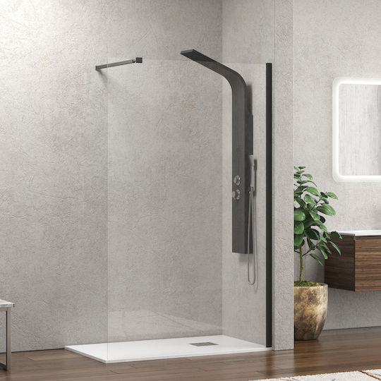 Karag Walkin 1 Feste Seite für Dusche 110x200cm Klarglas Nero