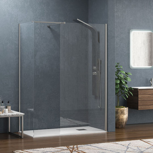 Karag Walkin 2 Σταθερό Πλαϊνό Ντουζιέρας 110x200cm Clear Glass Cromo