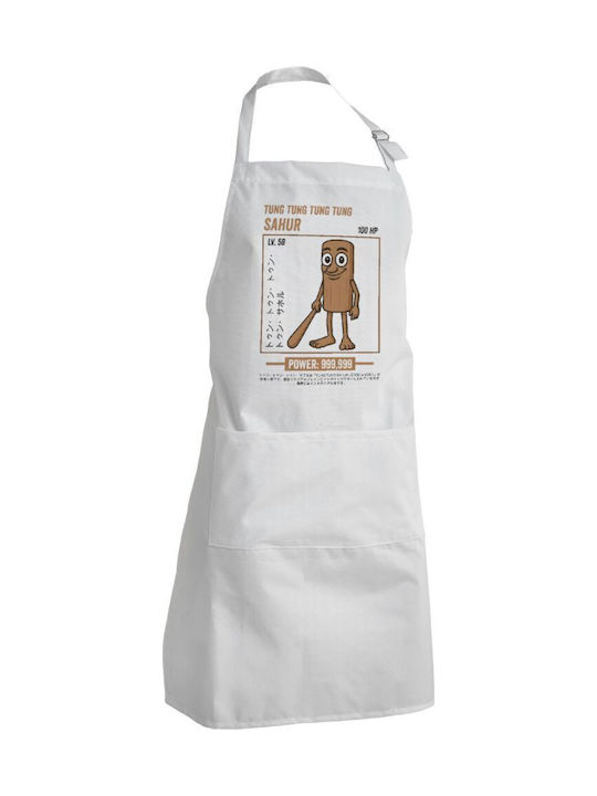 Koupakoupa Tung Tung Tung Sahur Ποδιά Κουζίνας Λευκή 22x40cm KP_30875_apron-bbq-adult