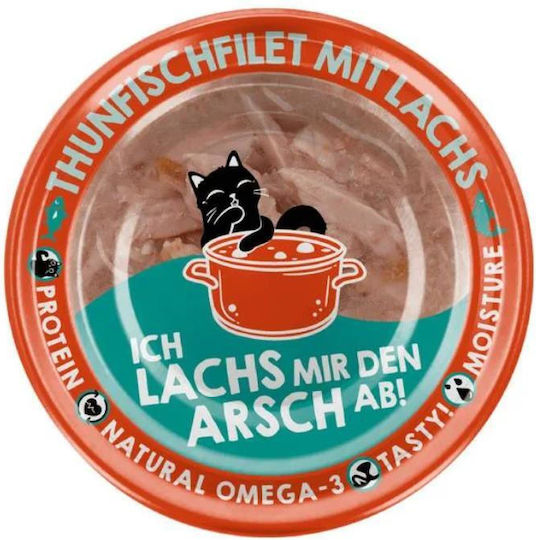 Lucky Lou Extrafood Nassfutter für Katzen in Dose mit Thunfisch und Lachs 70gr