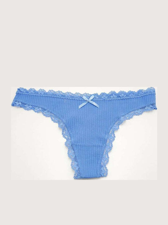 Power Flower Women's String with Lace Blue
