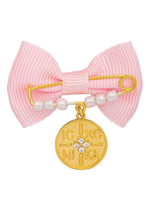 Excite-Fashion Child Safety Pin made of Gold Plated Silver with Constantinato
