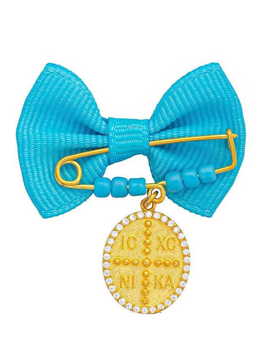 Excite-Fashion Child Safety Pin made of Gold Plated Silver with Constantinato