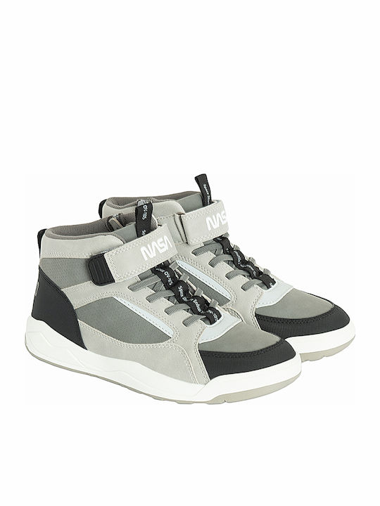 Nasa Kids Sneakers High with Hoop & Loop Closure Gray