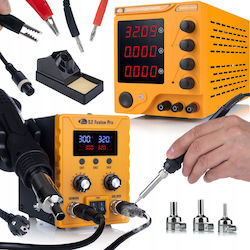 Rosfix Hq 32v10a + S2 Fusion Pro Adjustable Laboratory Power Supply Lcd 300w 32v 10a C.v/c.c + 2-in-1 Soldering Station Hot Air Lcd Tip Esd 760w