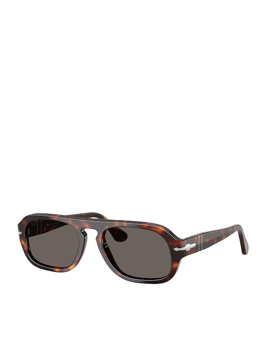 Persol Унисекс Слънчеви Очила с Кафяв Костенурков Пластмасов Рамка и Кафяви Стъкла