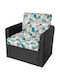 Възглавница за диван за градински столове с гръб Бели цветя