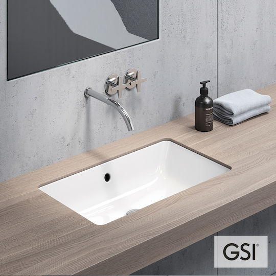 GSI Kube Aufgesetztes Waschbecken Porzellan 60x37cm White
