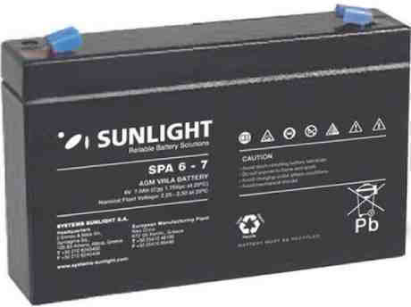 SunLight Lead UPS Battery with Capacity 7Ah and Voltage 6V 1pcs