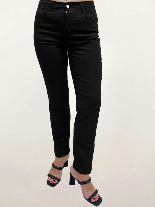 Tresor Women's Fabric Trousers Slim Fit Black