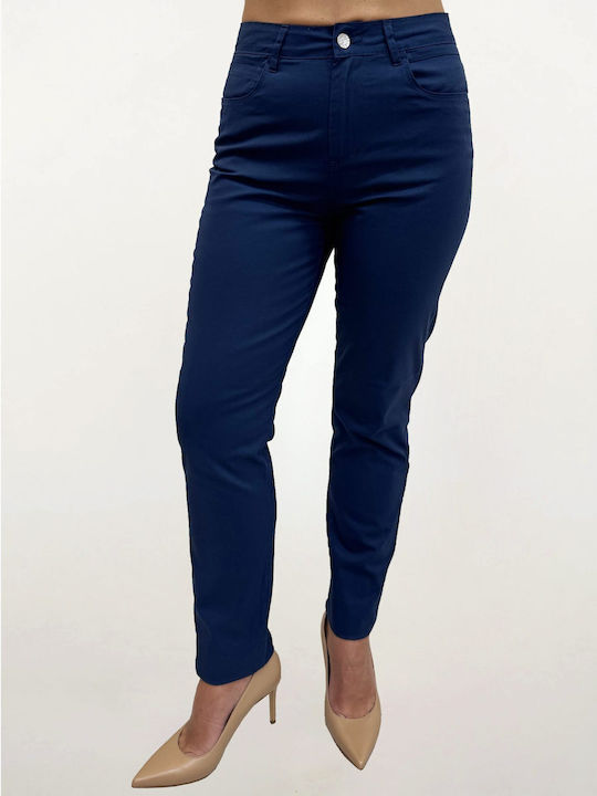 Tresor Women's Fabric Trousers Slim Fit Blue
