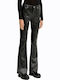 Damen Stoff Hose Schlag Black