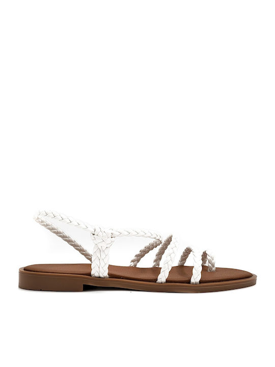 Shoelover Leather Women's Flat Sandals in White...