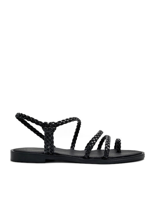 Shoelover Leather Women's Flat Sandals in Black...