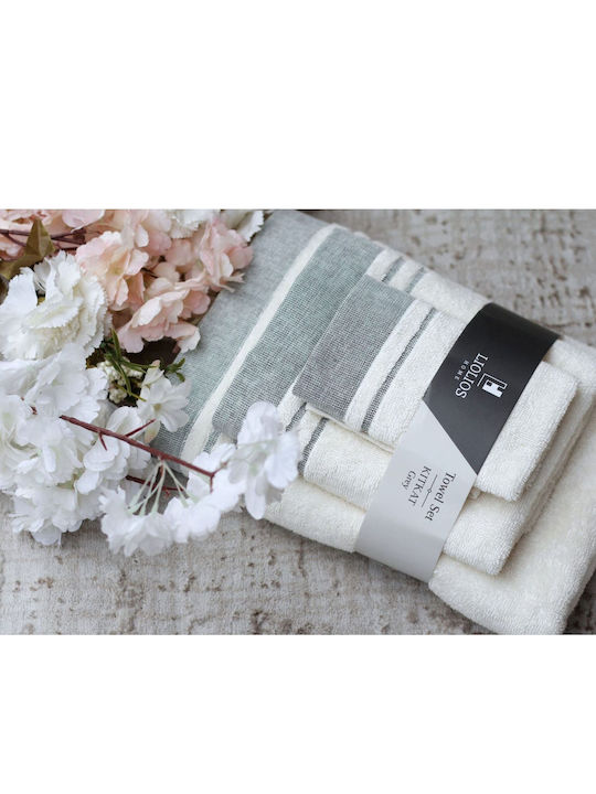 Liolios Home Bath Towel Set 3pcs Kitkat Grey