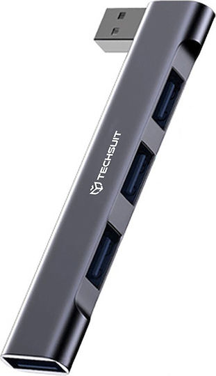 Techsuit Hub 4 Θυρών USB 2.0 με σύνδεση USB-A Γκρι