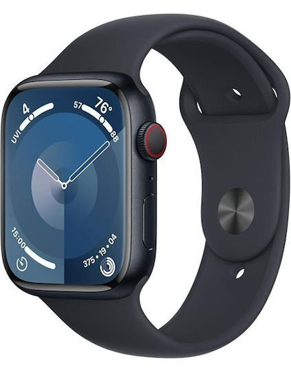 Apple Watch Series 9 Cellular Aluminium 45mm 4G - LTE / Bluetooth / NFC / Wi-Fi Refurbished Grade A Midnight με Midnight Sport Band (M/L)