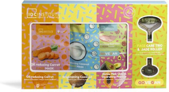 IDC Institute Go Vegan Skin Care Set Face Care Trio & Jade Roller 4pcs