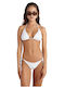 Top bikini triunghi B cup cu burete alb