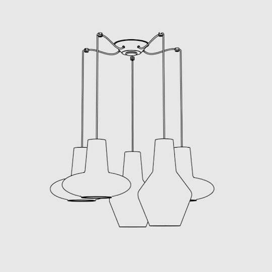 Ceiling Rosette 5 Sockets Φ18cm Zafferano-lgr0005-Gray Lgr0005