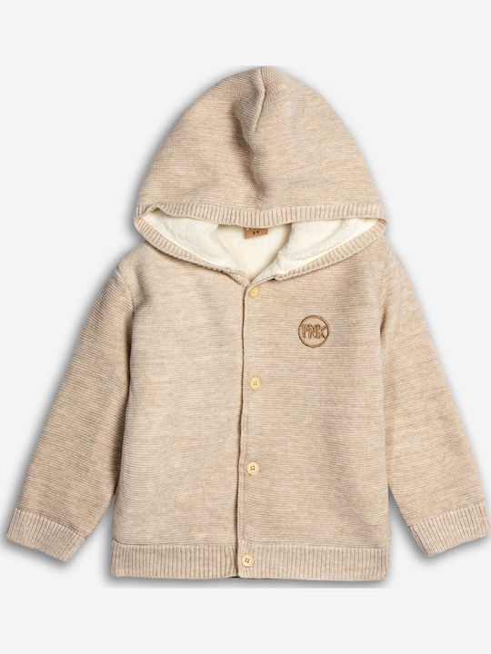 Kids Cardigan Knitted with Hood Beige-Ecru