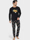 Men's Cotton Pyjama Siyah Inci Boom Si9882 Black