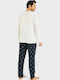 Men's Cotton Pyjama Siyah Inci Bicycle Si9880 White