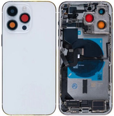 Apple iPhone 14 Pro Max Full Housing All Parts Vibra Nfc Charging Connector Power Volume Wifi Flash Flex Sim Tray Silver Grade A