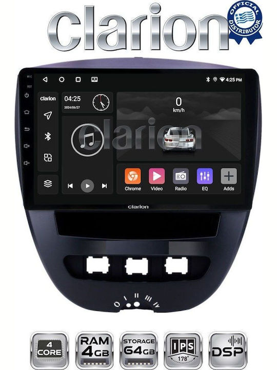 Clarion Car Audio System for Toyota Aygo Citroen C1 '05>'14 (Bluetooth/USB/WiFi/GPS/Apple-Carplay/Android-Auto)