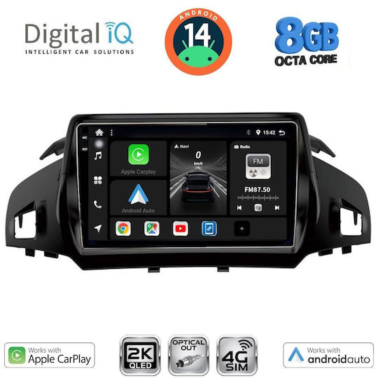 Digital IQ Ηχοσύστημα Αυτοκινήτου για Ford Kuga / C-Max 2013-2019 (Bluetooth/USB/WiFi/GPS/Apple-Carplay/Android-Auto) με Οθόνη Αφής 9"