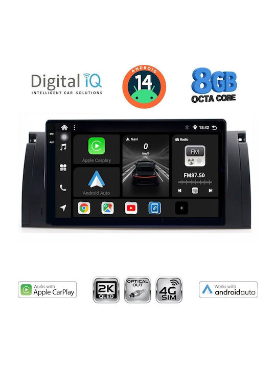 Digital IQ Car Audio System for BMW Series 5 (E39) / X5 (E53) 1997-2005 (Bluetooth/USB/WiFi/GPS/Apple-Carplay/Android-Auto) with Touch Screen 9"