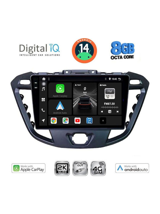 Digital IQ Car Audio System for Ford Transit Custom / Tourneo Custom 2013-2019 (Bluetooth/USB/WiFi/GPS/Apple-Carplay/Android-Auto) with Touch Screen 9"