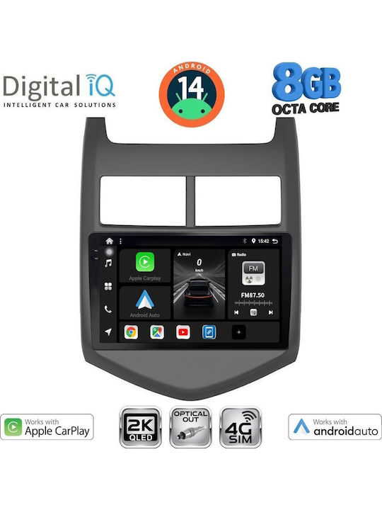Digital IQ Auto-Audiosystem für Chevrolet Aveo 2011-2014 (Bluetooth/USB/WiFi/GPS/Apple-Carplay/Android-Auto) mit Touchscreen 9"