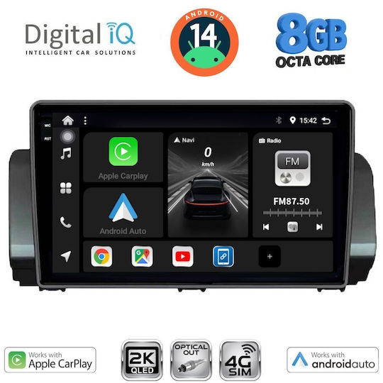 Digital IQ Car Audio System for Dacia Logan / Sandero / Jogger 2020 (Bluetooth/USB/WiFi/GPS/Apple-Carplay/Android-Auto) with Touch Screen 9"