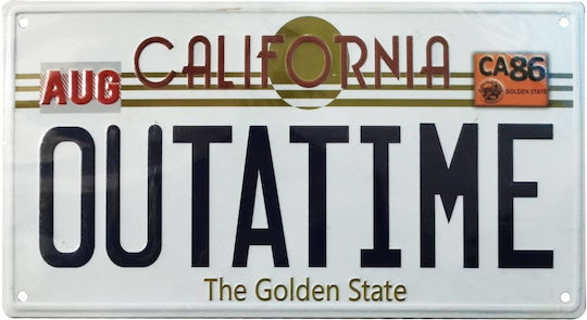 Back To Future Metal Sign Outatime Delorean License Plate