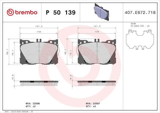 Brembo Brake Pad Set Disc Brake P 50 139