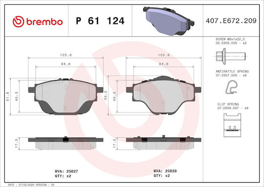 Brembo Bremsbelag Set Scheibenbremse P 61 124