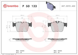 Brembo Bremsbelag Set Scheibenbremse P 50 133 Brembo Bremsbelag Set Scheibenbremse P 50 133