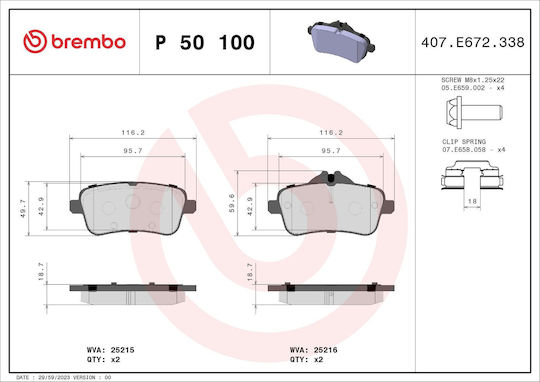 Brembo Комплект Спирачни Накладки Дискова Спирачка P 50 100